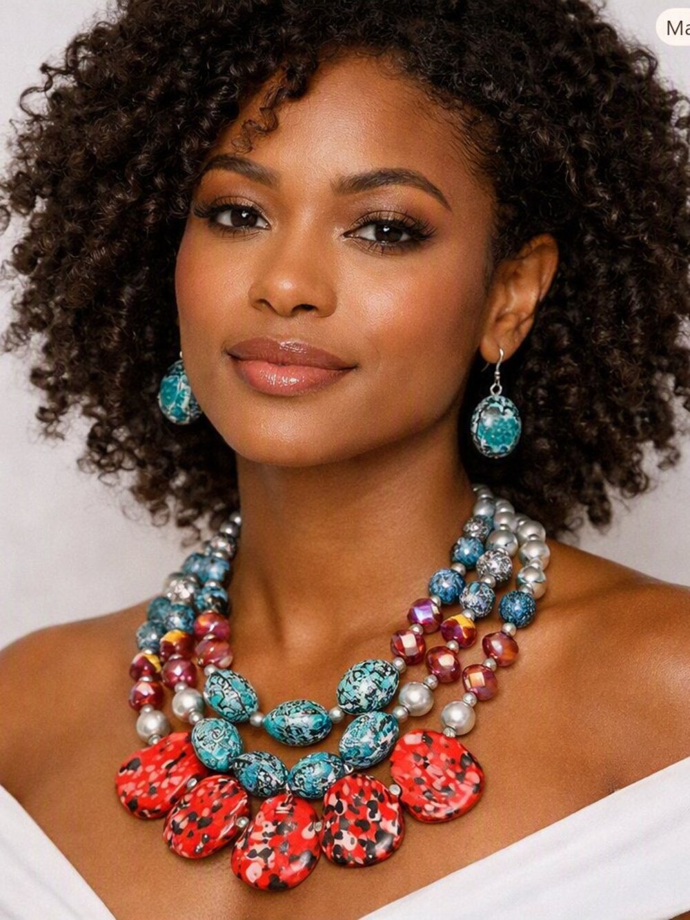 Boho Chic Necklace & Earrings Set — 3‑Row Statement Jewelry -TWO ONLY